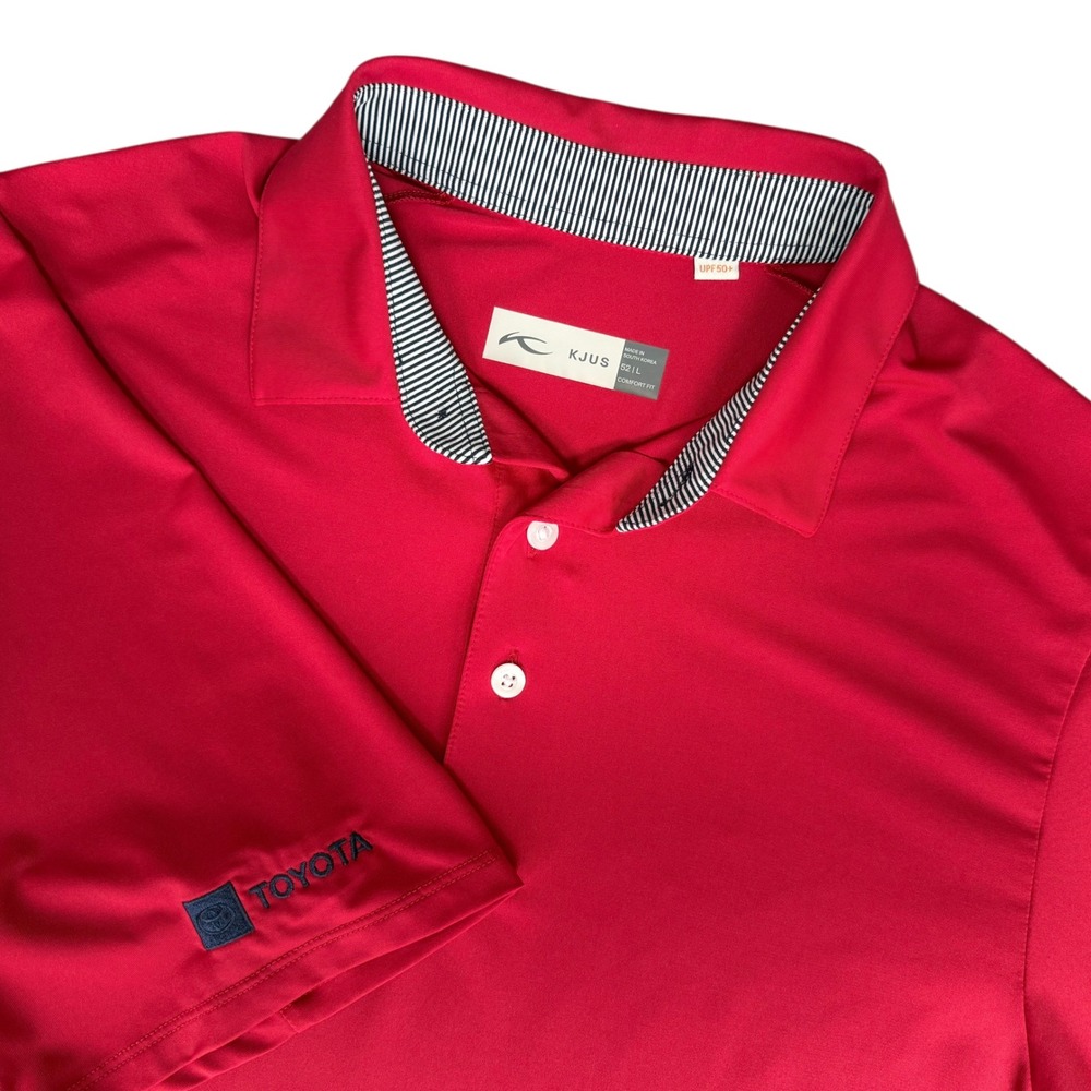 KJUS Mens Performance Polo Shirt Red Toyota Logo UPF 50+ Short Sleeve Large 52